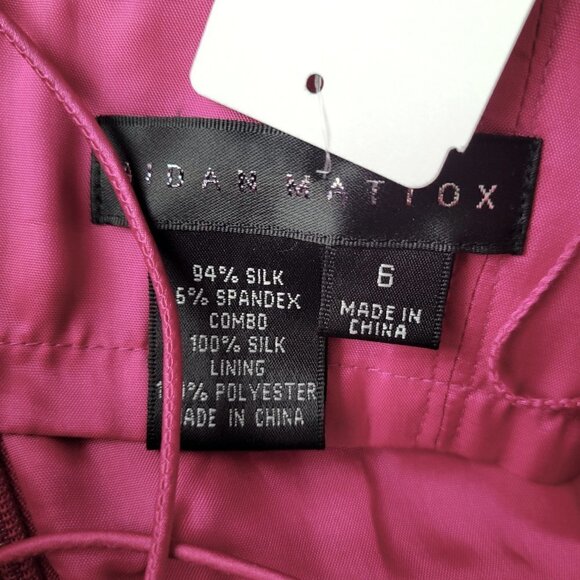 NWT Aidan Mattox Silk Hot Pink Sweetheart Neckline Cross Back Straps Dress - Picture 12 of 12